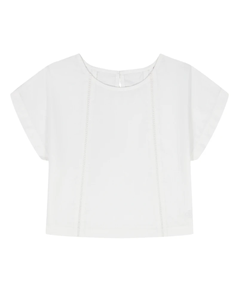 Calvin Klein Girls' 8-16 Poplin Short-Sleeve Flutter Top