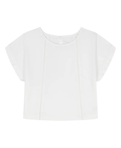 Calvin Klein Girls' 8-16 Poplin Short-Sleeve Flutter Top