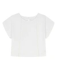 Calvin Klein Girls' 8-16 Poplin Short-Sleeve Flutter Top