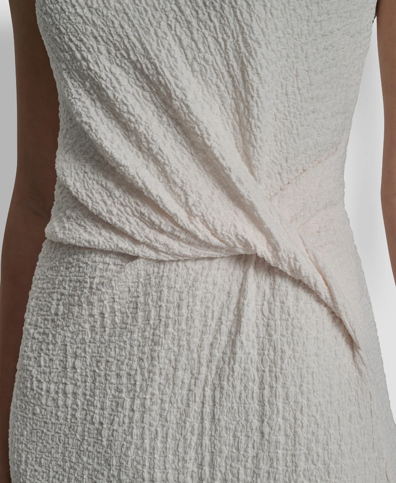 Dkny Women's Sleeveless Boat Neck Knot Midi Dress