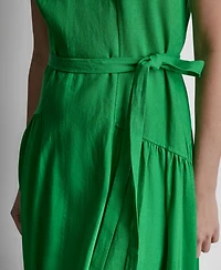 Dkny Women's Sleeveless V-Neck Drop Waist Midi Dress