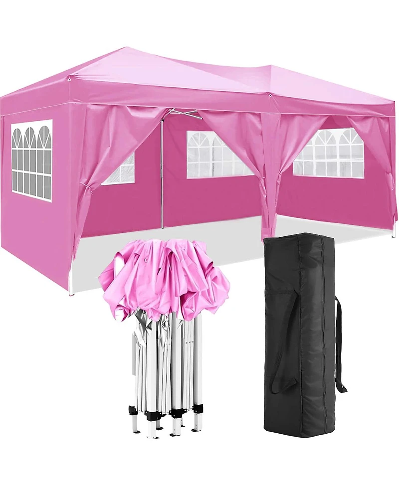 Streamdale Furniture 10'x20' Folding Canopy with 6 Removable Sidewalls & Upf 50+ Gazebo