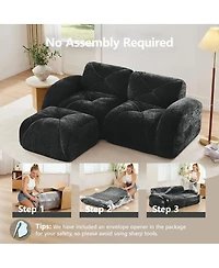 Streamdale Furniture L-shaped Boneless Sofa, Soft Velvet, Tufted, 32D Sponge