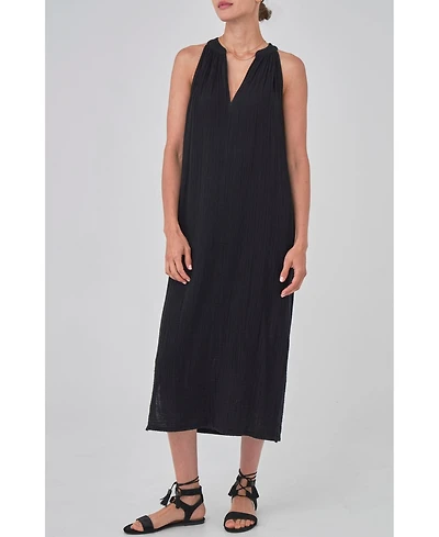 Ocean+Main Plus Sleeveless Gauze Midi Dress with Pockets