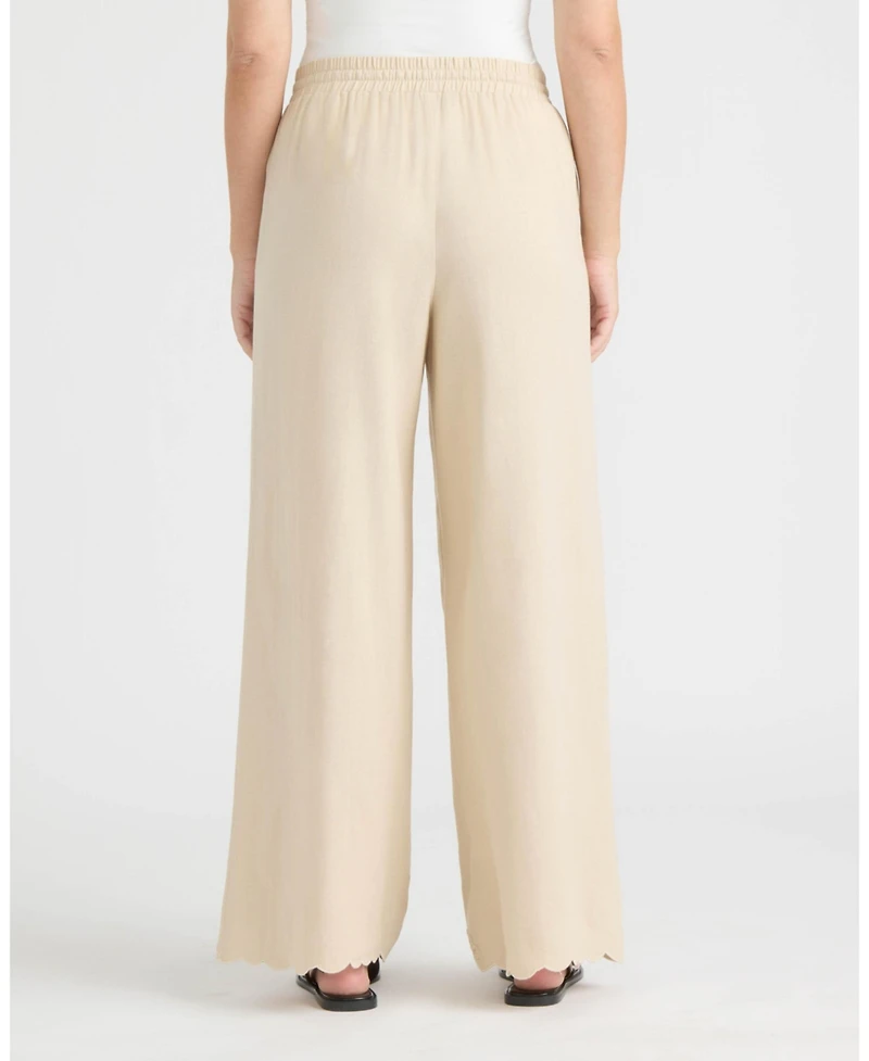Ellen Tracy Women's Wide Leg Pant with Embroidered Hem