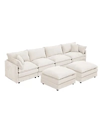 Streamdale Furniture Modular Sectional Sofa, 130.7" U Shaped Couch Set, 4-Seater Comfy Cloud Couch