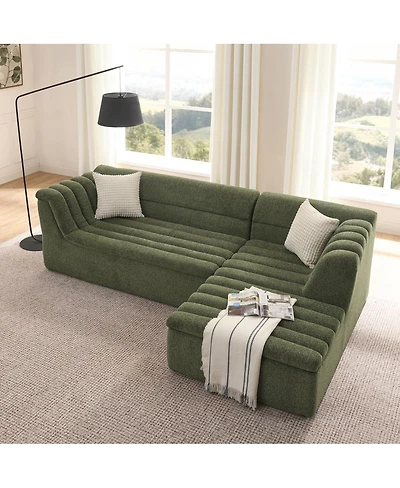 Streamdale Furniture L-Shaped Modular Sectional Sofa with Chaise, Chenille Upholstered, Wave-Shaped Armrest