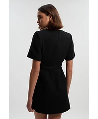 Karen Millen Women's Tweed Belted Mini Dress