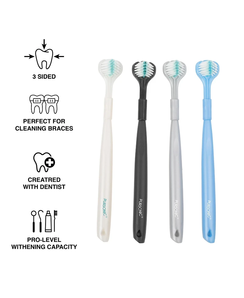 Pursonic 3D Advanced Tech 360° Full Coverage Toothbrush Set (4-Pack)