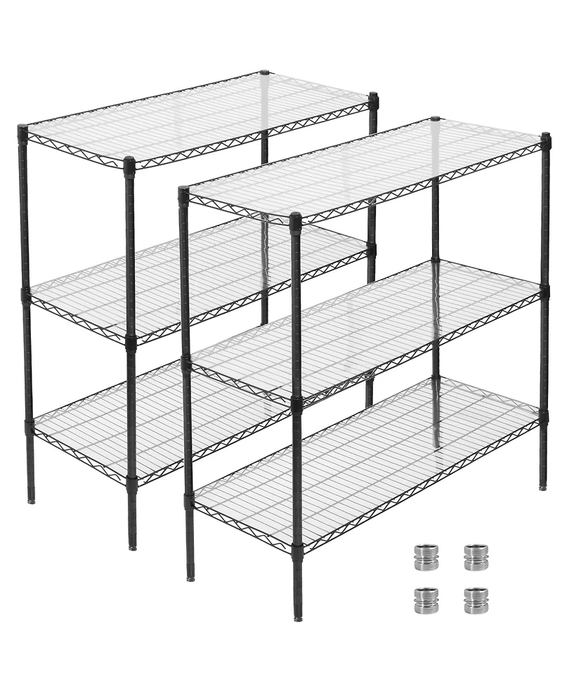 Rainsken 3 Tier Metal Shelving Unit Set of 2, Adjustable Storage Rack with Shelf Liners, Extendable to 6 Tier for Garage, Basement, 2100 lbs Capacity