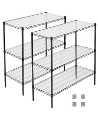 Rainsken 3 Tier Metal Shelving Unit Set of 2, Adjustable Storage Rack with Shelf Liners, Extendable to 6 Tier for Garage, Basement, 2100 lbs Capacity