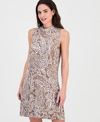 Robbie Bee Women's Mock-Neck Sleeveless A-Line Dress