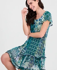 Robbie Bee Women's Short-Sleeve On/Off Shoulder Mini Dress