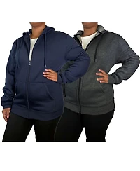 Blue Ice Women's Galaxy By Harvic Loose Fit Super Heavyweight Fleece Lined Full-Zip Hoodie-2 Pack