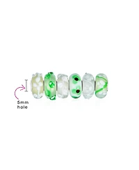 Bling Jewelry Mixed Set Green and White Glass Charm Bead for European Bracelets with Sterling Silver Core