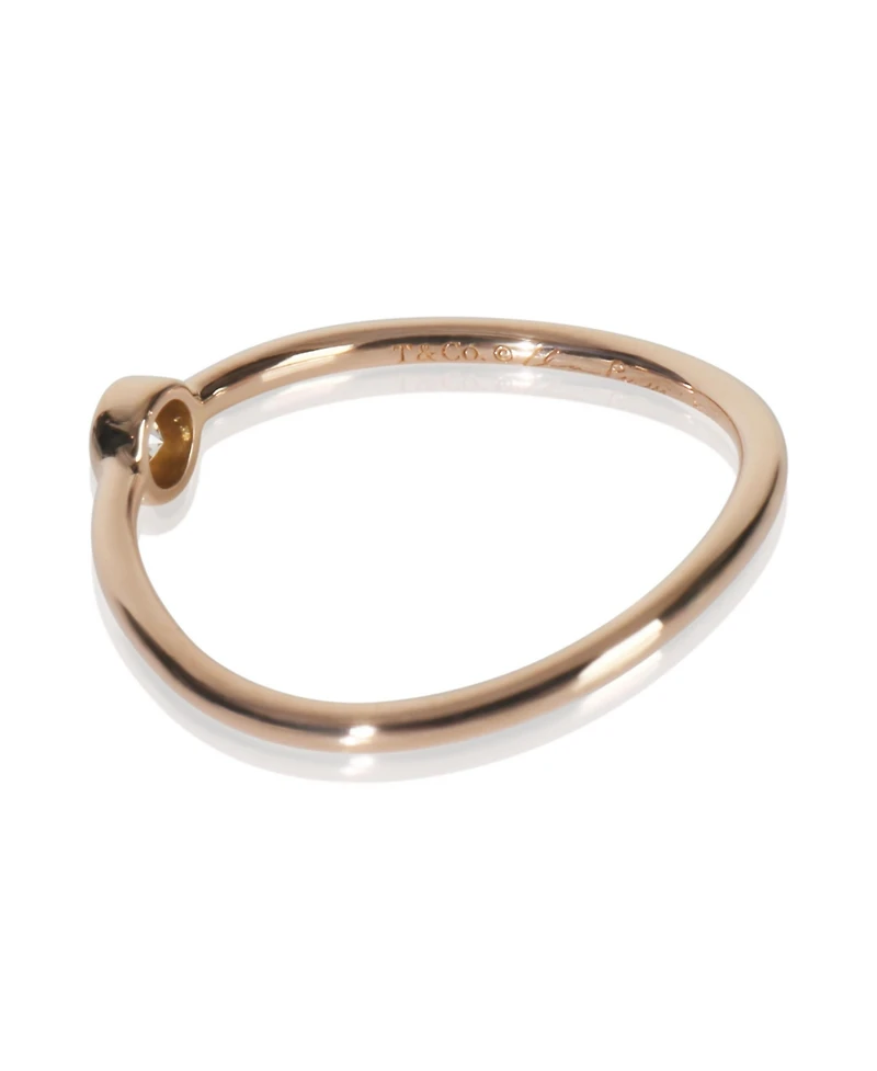 Pre-Owned Tiffany & Co Rose Gold Diamond Elsa Peretti Single Row Wave Ring