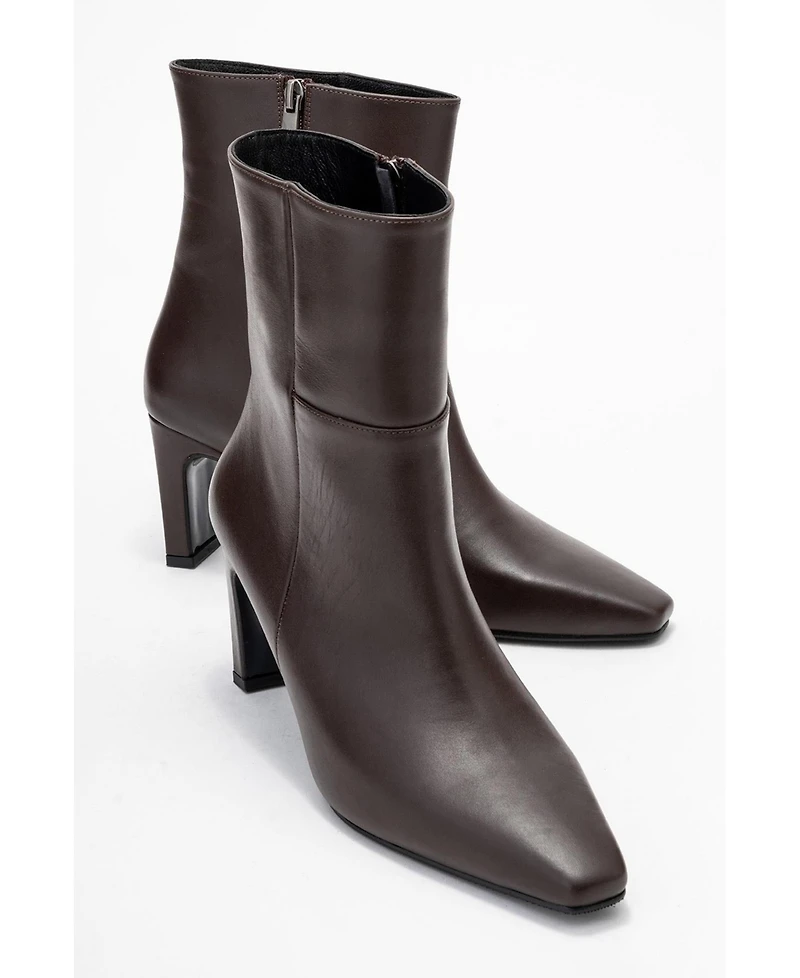 Forever & Always Shoes Women's Kyoto Leather Block Heel Boot