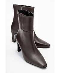 Forever & Always Shoes Women's Kyoto Leather Block Heel Boot
