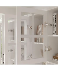 Homsee 3 in 1 Luxurious Large Bookcase with 30 Shelves & Doors