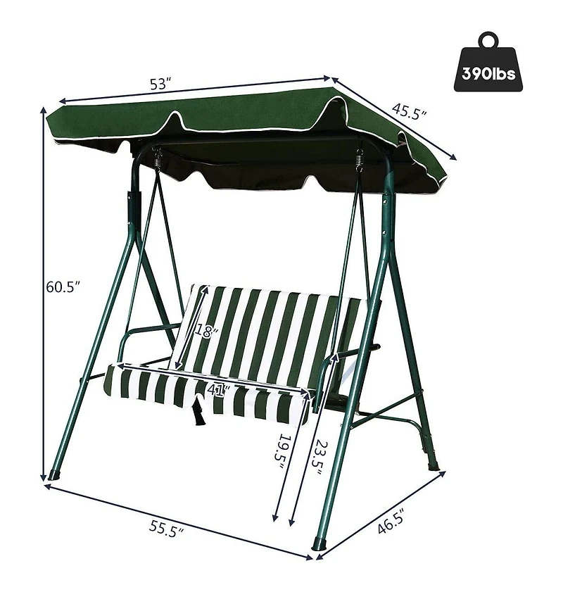 Mecale 2-Person Outdoor Canopy Swing, Weather-Resistant for Porch & Backyard