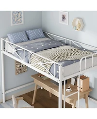 gaomon Metal Loft Bed Twin Size, Modern Heavy Duty Loftbeds with Safety Guard Rails & Space-Saving Design, Steel Beds for School, Bedroom