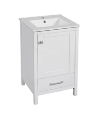 Sillysis 20" Modern Freestanding Bathroom Vanity with Ceramic Sink, Solid Wood Frame and Soft Close Door for Small Spaces