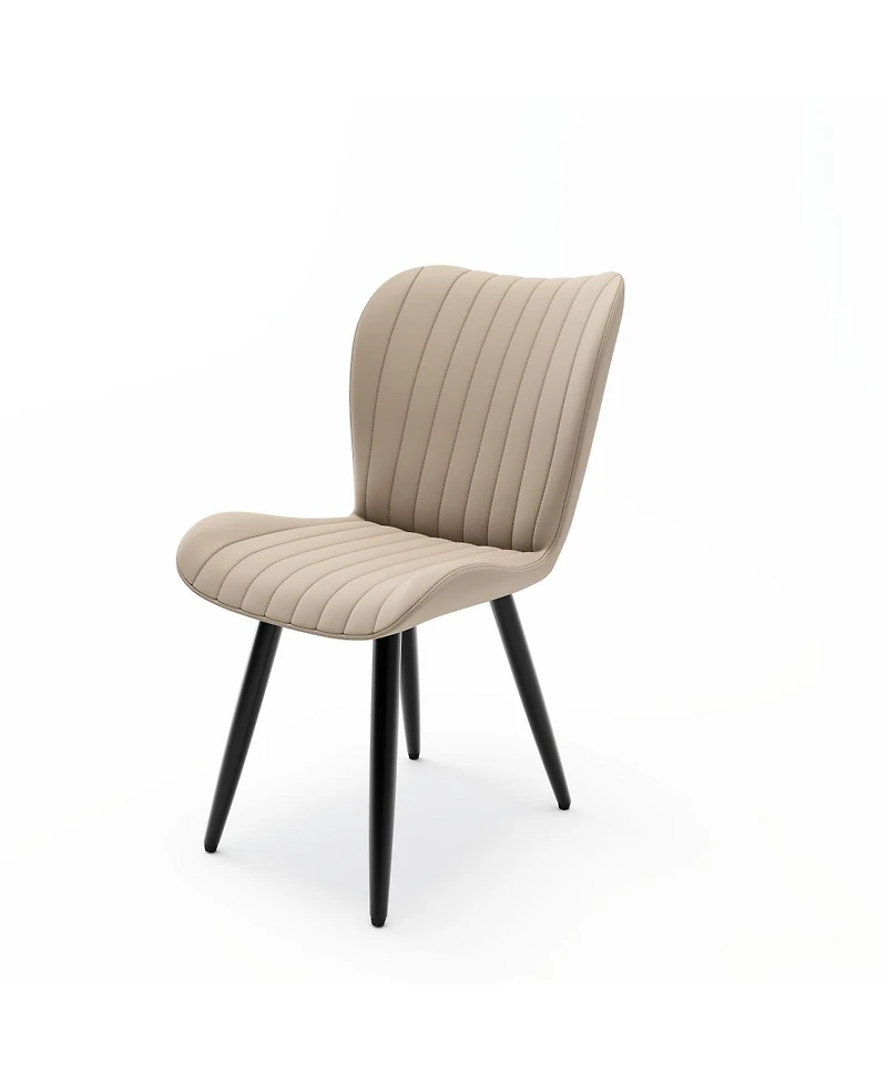 Streamdale Furniture Set of 2 Modern Pu Leather Dining Chairs with Thick Cushions & Metal Legs