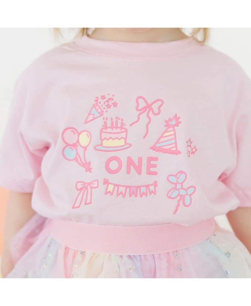 Sweet Wink Baby Girls 1st Birthday Icon Short Sleeve T-Shirt