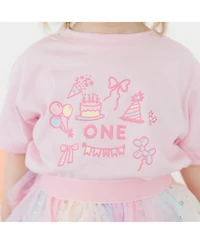 Sweet Wink Baby Girls 1st Birthday Icon Short Sleeve T-Shirt