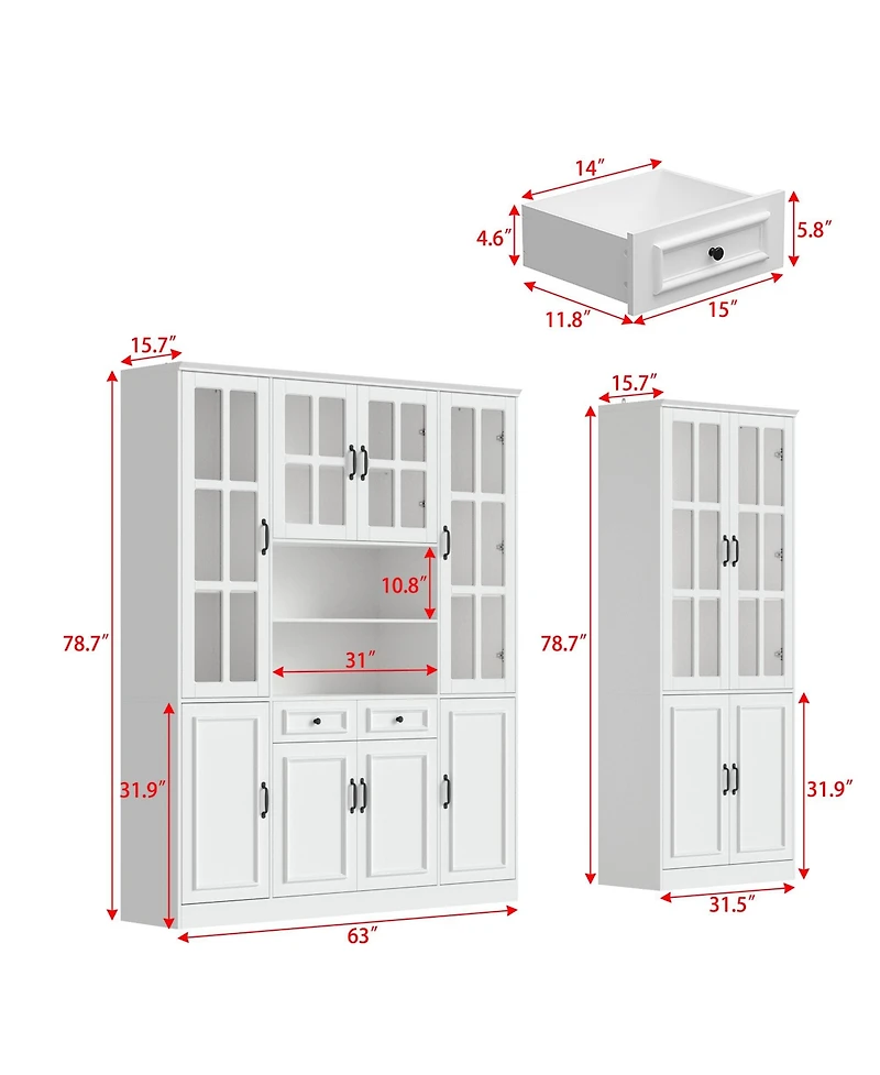 Homsee Modern Bookcase, Sideboard with 19-Tier Shelves and 2 Drawers