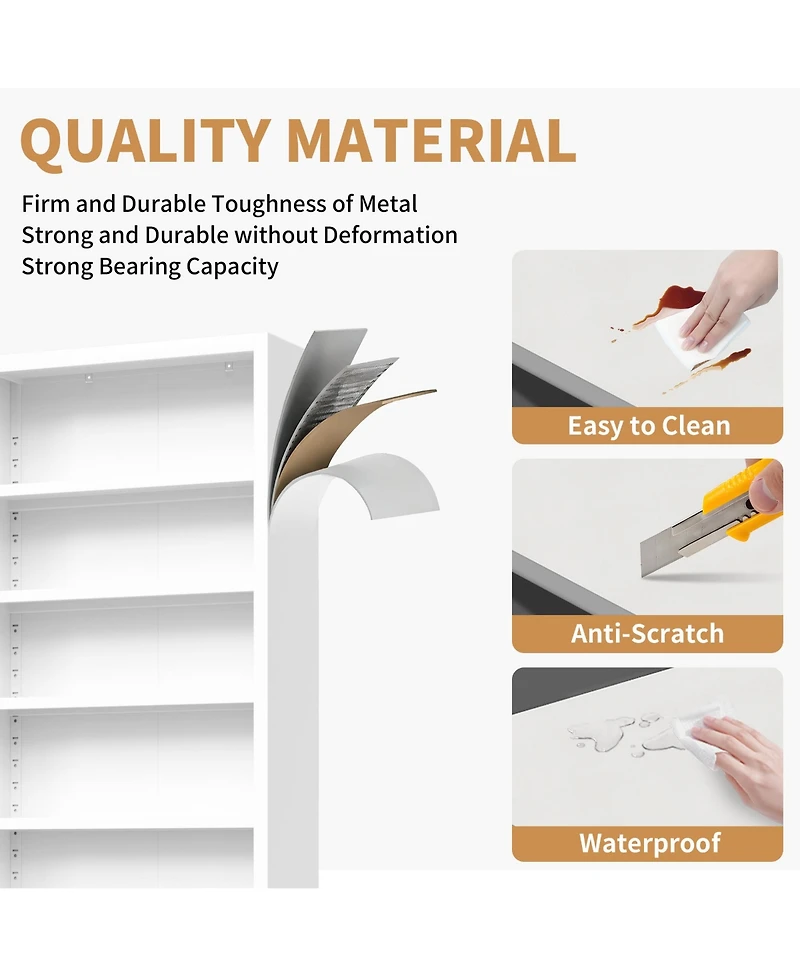 Rainsken 71" Industrial Metal Bookshelf