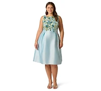 Adrianna Papell Plus Boat Neck Midi Dress