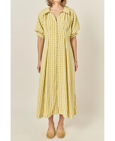 English Factory Women's Gingham Puff Sleeve Dress