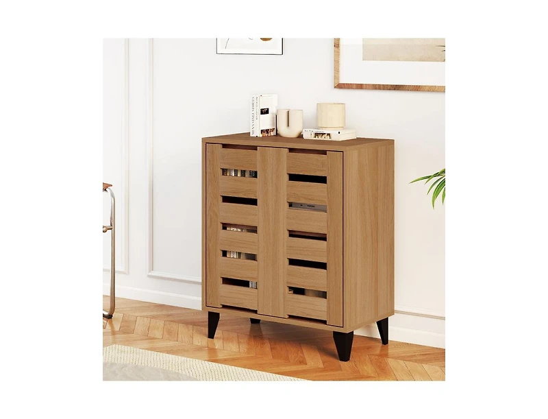 Slickblue 4-Tier Farmhouse Shoe Cabinet with Louvered Doors