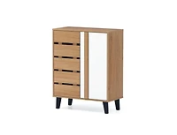 Slickblue 4-Tier Farmhouse Shoe Cabinet with Louvered Doors