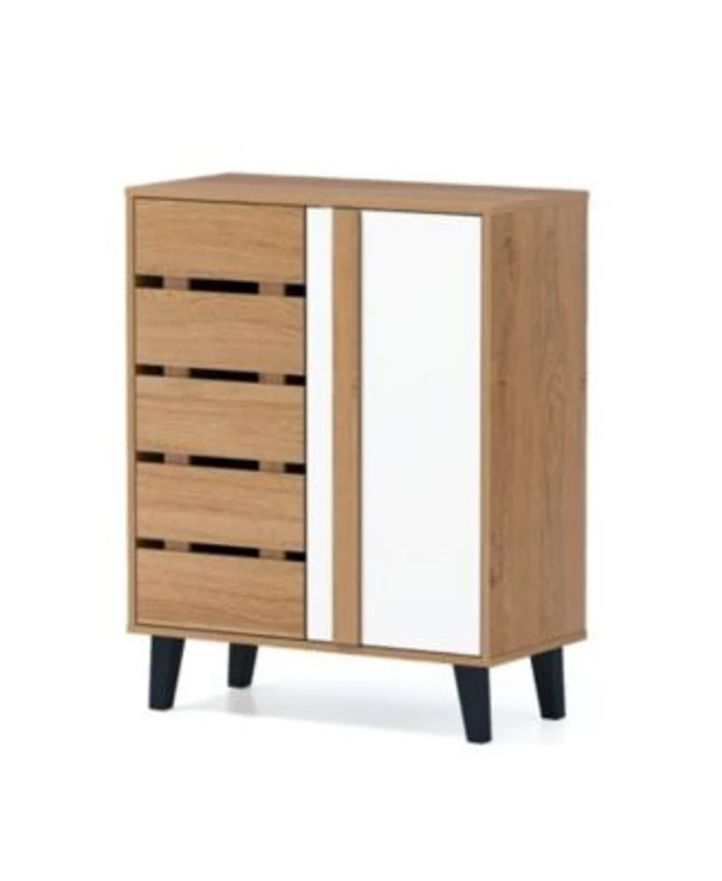 Slickblue 4-Tier Farmhouse Shoe Cabinet with Louvered Doors