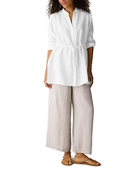 Eileen Fisher Women's Band Collar Long Shirt