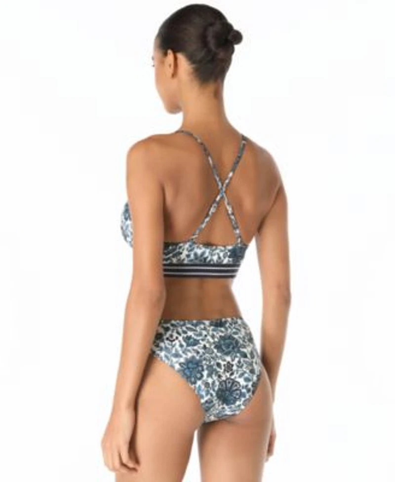 Michael Michael Kors Womens Cross Back Bikini Top High Leg Bottoms