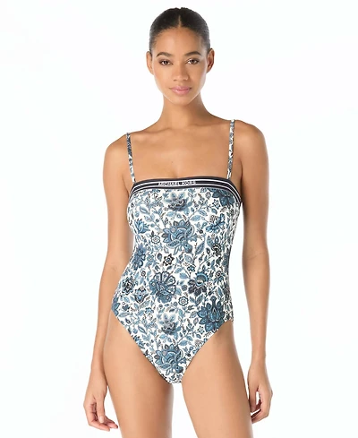 Michael Kors Women's Bandeau Neck Printed One-Piece Swimsuit