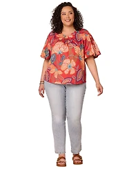Democracy Plus Bubble Bell-Sleeve Printed Top