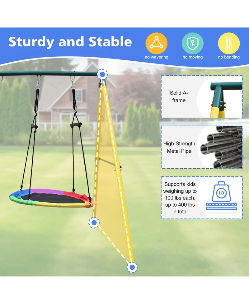 Streamdale Furniture Boys 2-Seat Indoor/Outdoor Swing Set with Safety Belt