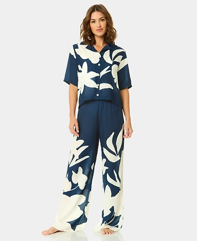 CeCe Women's Cabana Collared Neck Cover-Up Shirt