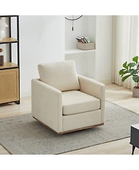 Clihome Square Swivel Accent Chair, Chenille Upholstered Leisure 360° Rotation Comfy Armchair