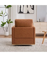 Clihome Modern Swivel Accent Chair, 360° Rotation Leisure Chair with Removable Cushion