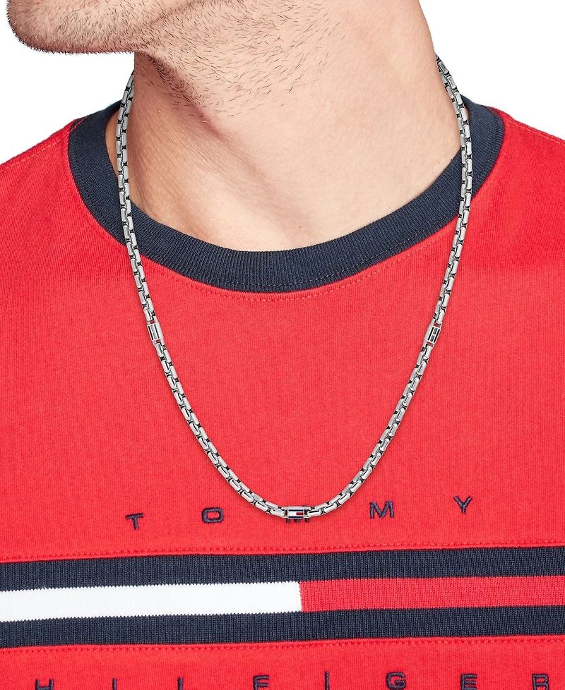 Tommy Hilfiger Men's 3D Flag Metal Silver Tone Stainless Steel Necklace