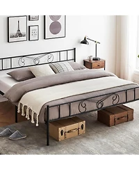 gaomon King Metal Platform Bed Frame With Headboard and Footboard Storage No Box Spring Mattress Support Simple Assembly