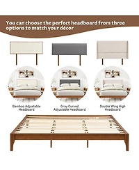 Streamdale Furniture Solid Bamboo Platform Bed Frame, 12" Queen Size