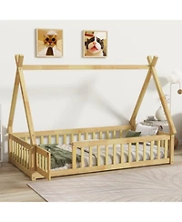 Streamdale Furniture Wood Full Size Loft Bed with Built-in Wardrobe, Desk, Storage Shelves and Drawers