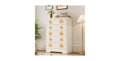 gaomon 5 Drawer Tall Dresser for Bedroom, 45'' Boho Chest of Drawers