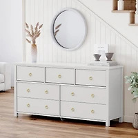 gaomon 7-Drawer Dresser with Gold Handles, Wood Chest of Drawers for Bedroom, Closet, Living Room & Hallway